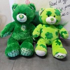 Build-A-Bear St. Patrick's Day Bears Green Shamrocks Plaid 14-16" Set of 2