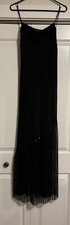 Dave  Johnny Formal Maxi Black Dress With Frayed Bottom Size 3/4