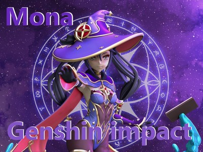 Mona aus Genshin Impact Fan Art Figur 12K Resin 3d gedruckt