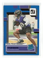 TYLER BADIE #348 2022 DONRUSS RAVENS Blue Press Rated Rookie