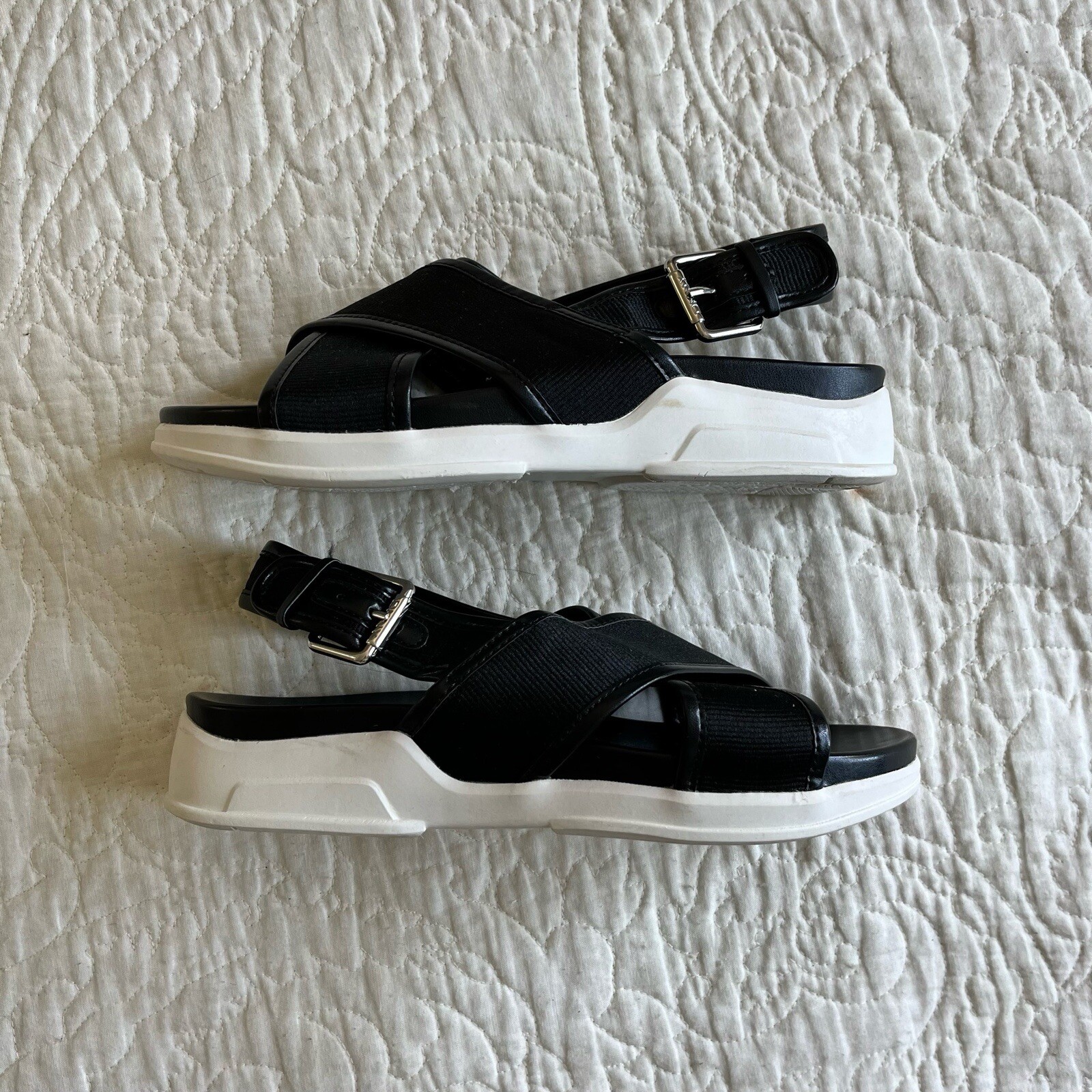 DKNY Womens Penzi Shoes Black Platforms Flat Sandals … Gem