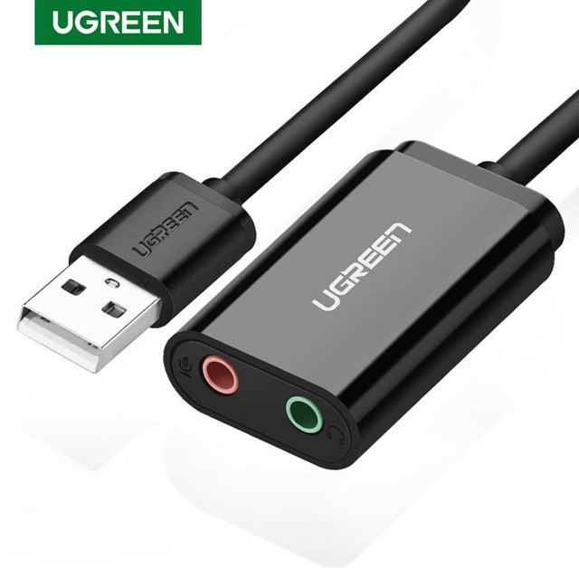 Ugreen USB to 3.5mm Audio Mic Adapter External Stereo Splitter for Headphone PS4 for sale online