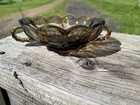 Vintage Anchor Hocking Fairfield Smoke Brown Glass Two Handled Nappy Candy Dish