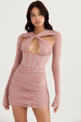 NWT House of CB Adanna Blush Long Sleeve Mesh Croset Mini Dress in XS | eBay NWT House of CB Adanna Blush Long Sleeve Mesh Croset Mini Dress in XS | eBay