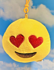 Emoji Smiling Face with Heart-Eyes Yellow 4.5" Plush Keychain Emoticon Key Chain