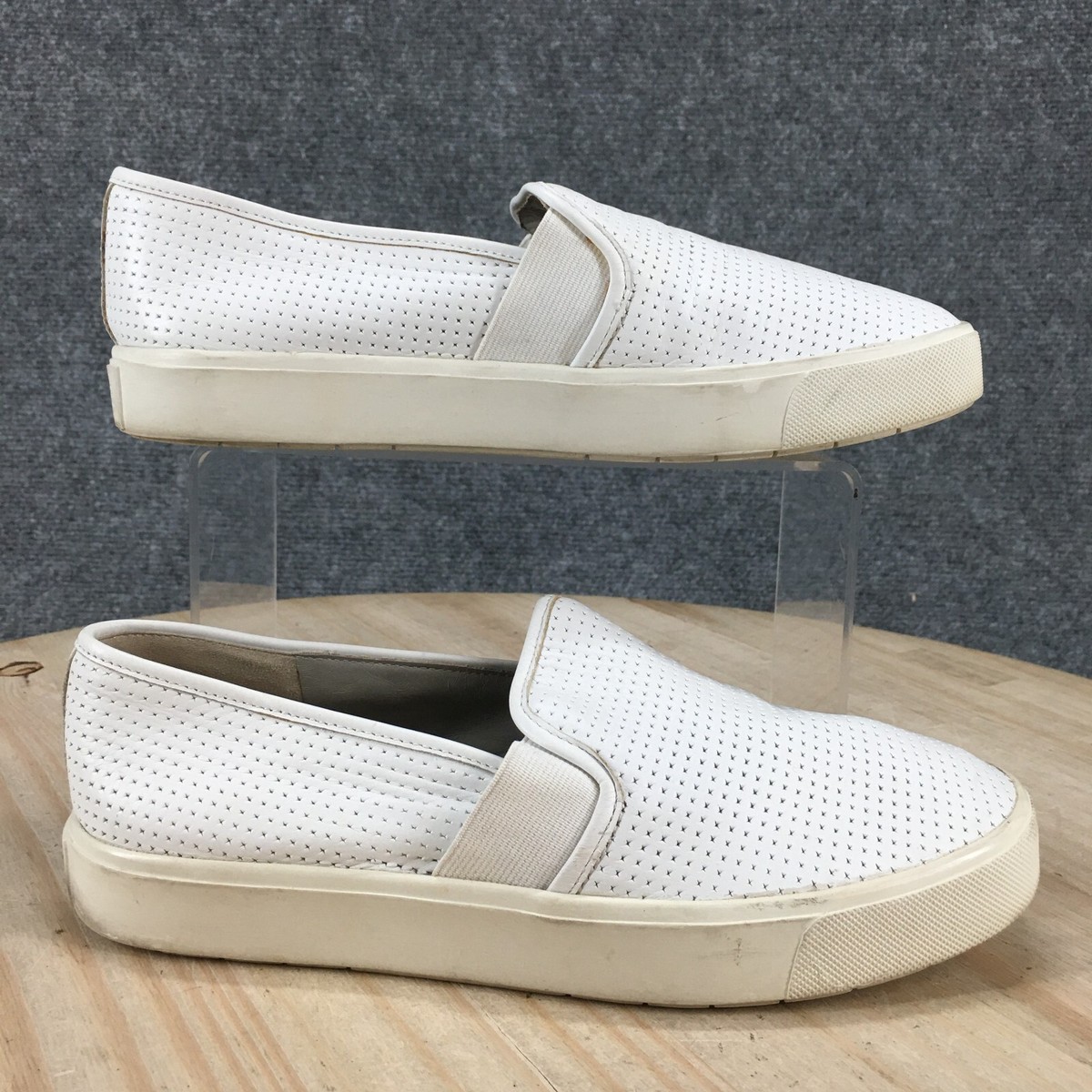 Vince Blair Perforated Leather Slip-On White Sneakers Women Size US 6.5 EU 36.5 Vince Flat Blair White Perforated Leather Slip on Sneaker 36  main image 4