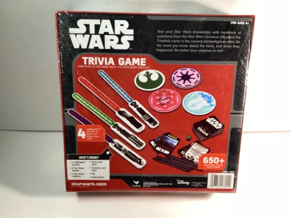Star Wars Trivia Juego 650+ Preguntas 4 Rompecabezas Sable de Luz SELLADO Cardenal NUEVO Foto 2 de 4