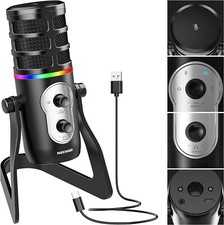 Neewer Usb Gaming Microphone With Rgb Light Effect, 4 Pickup Patterns, Monitor