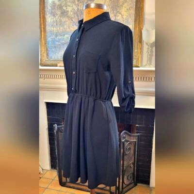 midi monteau button down dress black Matteau Shirred Plunge Button Dress - Black