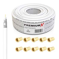50M Koaxialkabel 135Db 4-Fach Sat Koax Kabel Digital Antennenkabel 10X F-Stecker