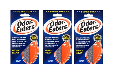 Odor-Eaters Super Tough Insoles Charcoal Layer Odour Control Tuff & 3 Pair Pack