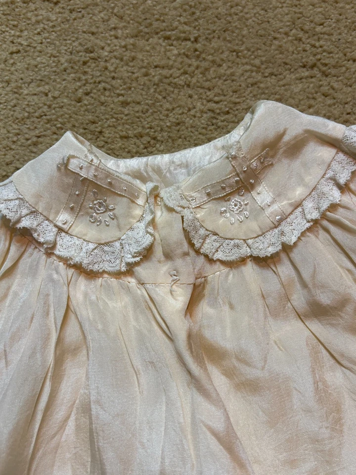 Antique Edwardian Silk Rayon Baby Baptism Christening Jacket Coat Embroidery - Image 4 of 4