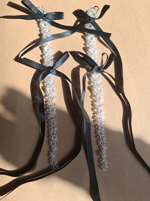 Damen Ohrringe extra lang Band Kristall Tropfen Simone Rocha Stil andere Blogger