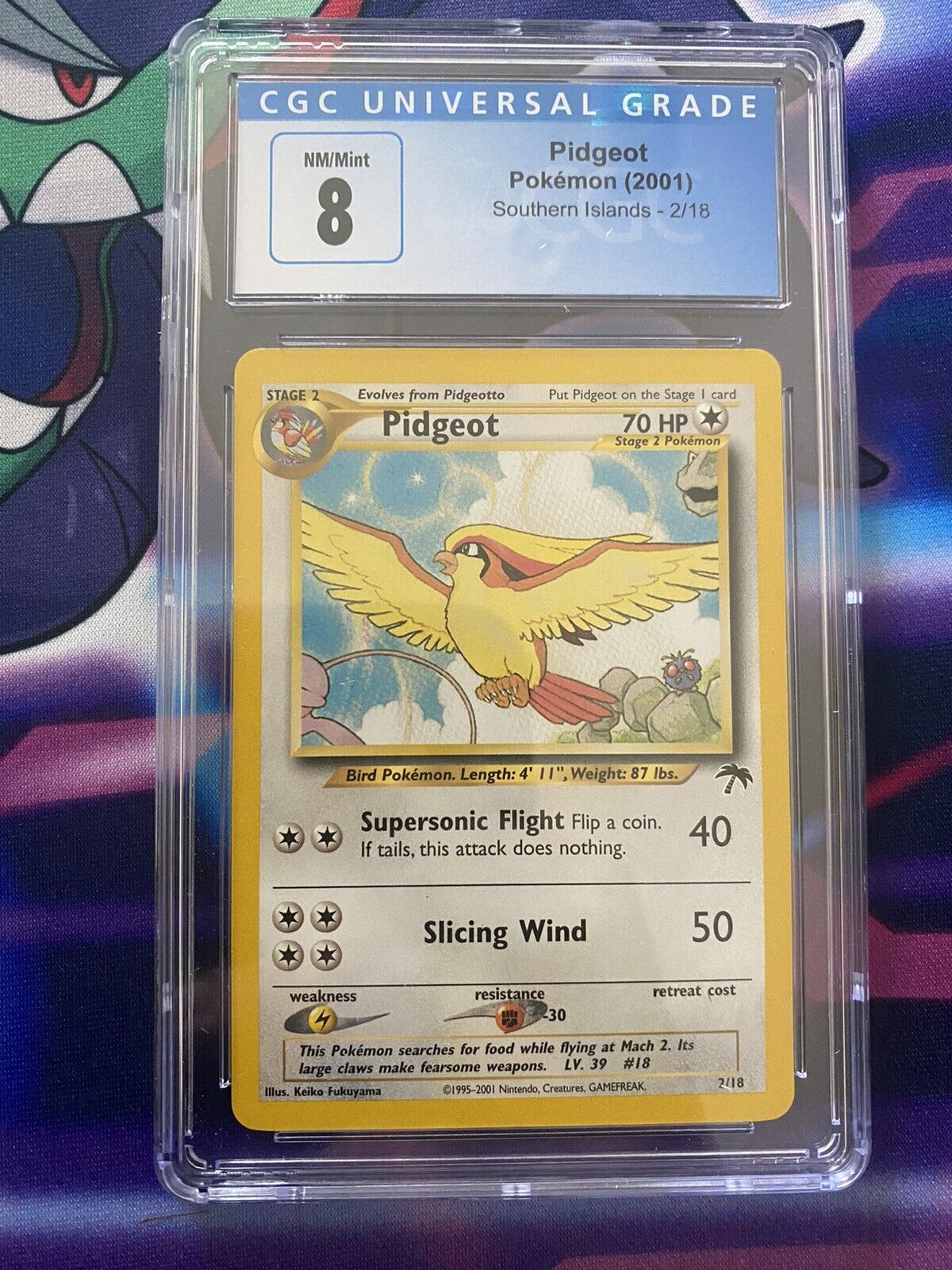 Pidgeot Japanese Pokemon card Nintendo Holo Rare NO.018 LV.40 HP80 TCG F/S