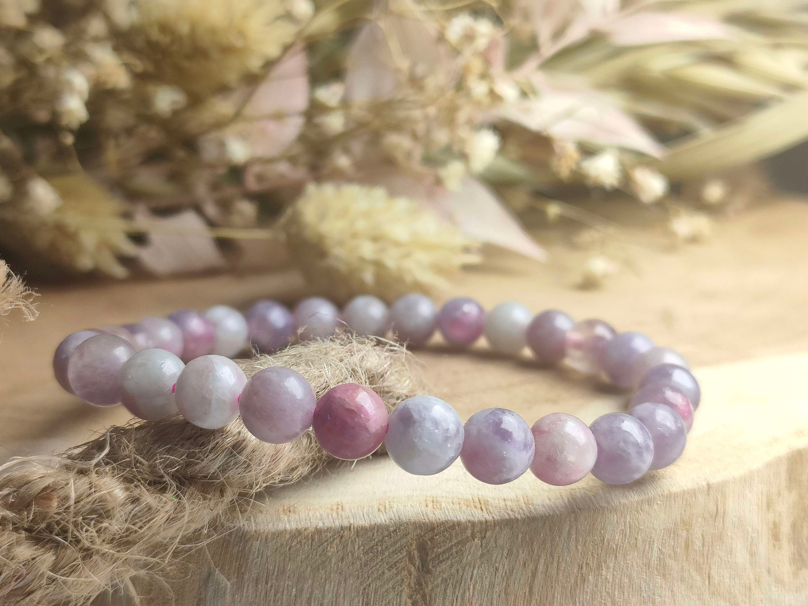 Bracelet en Tourmaline rose et Eudialyte naturelle de lithothérapie en perles 8mm