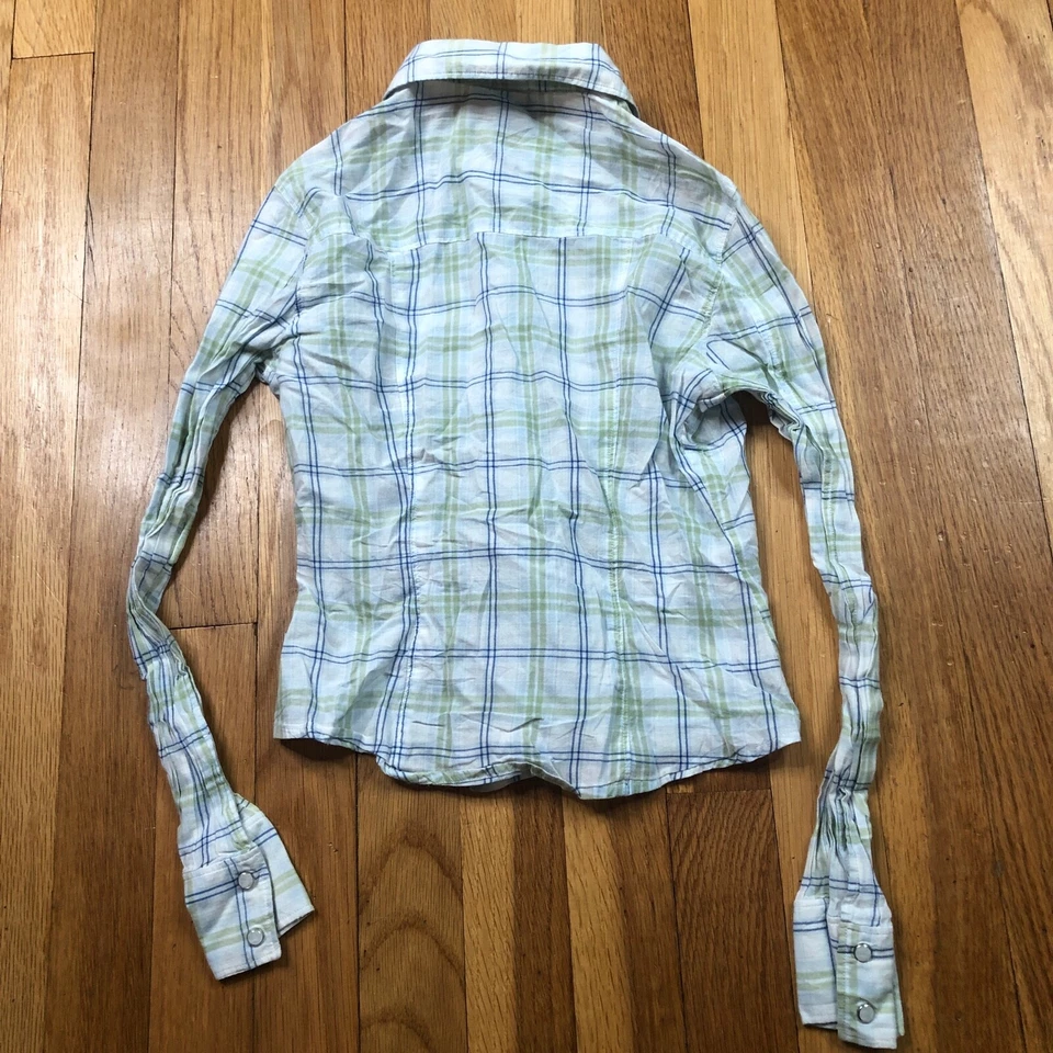 Camisa Abercrombie Franela Niñas Pequeña Manga Larga Abotonada Verde Top Algodón Foto 4 de 4