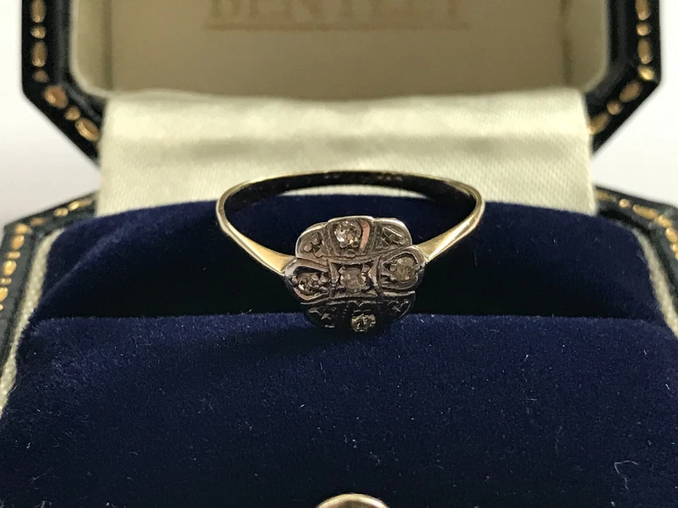 Art Deco Diamond 9ct Gold and Palladium Vintage Ring -  Size M - Image 3 of 4