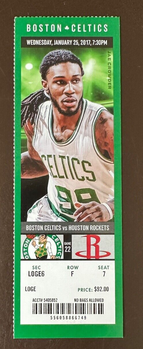 Boston Celtics 1/25/2017 NBA ticket stub vs Houston Rockets