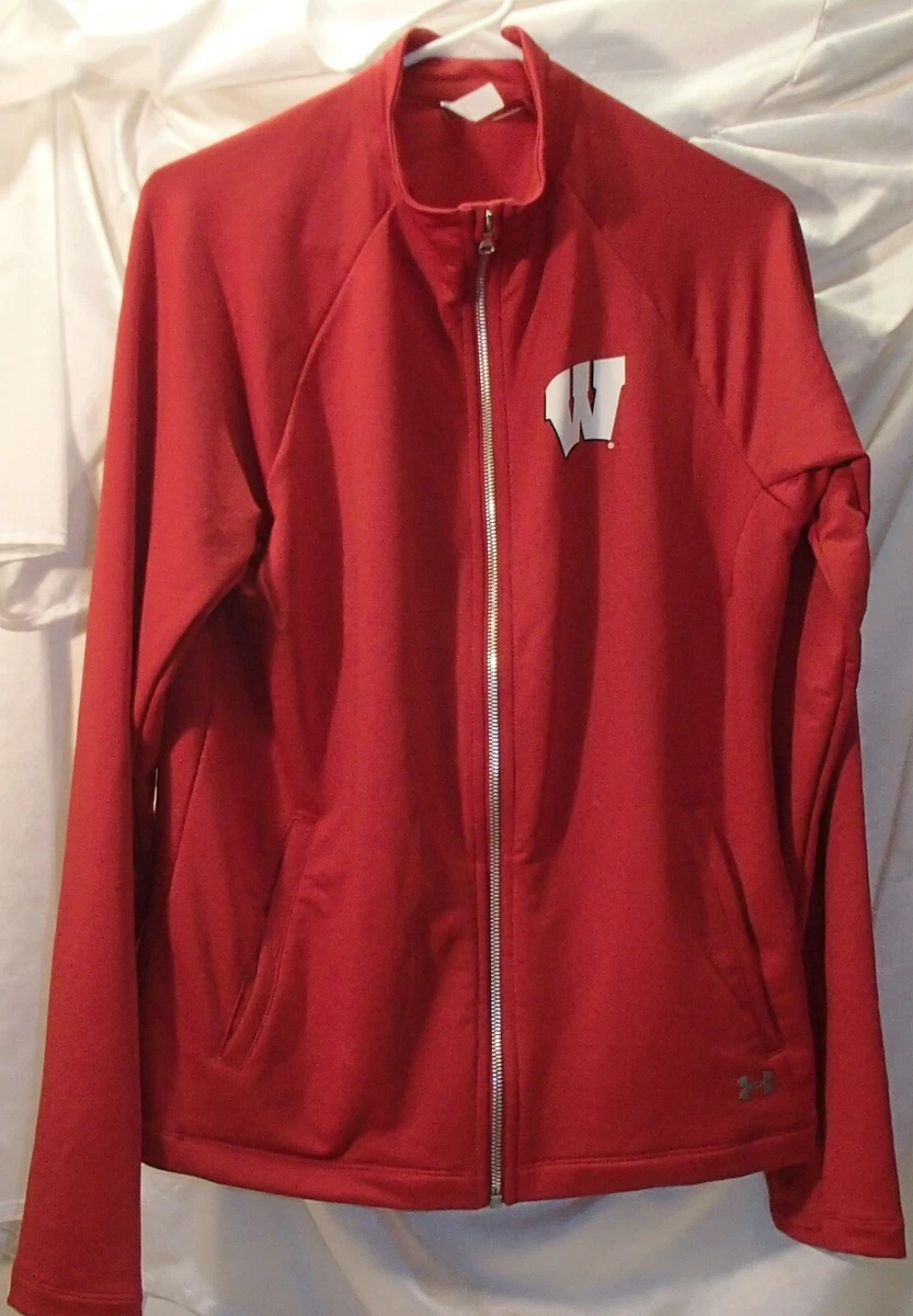 Wisconsin Badgers Under Armour Red Zipped Track Jacket Mens L New