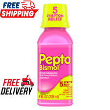 Pepto Bismol 5 Symptom Stomach Relief Liquid, Original, 8 Oz