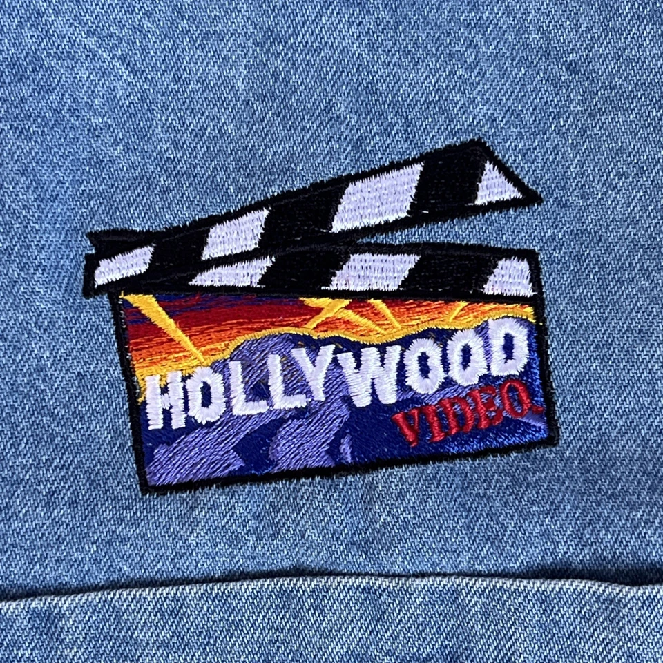 VTG 90s Hollywood Video Employee Denim Shirt L  GEAR RARE Movie Store Uniform - Image 3 of 4