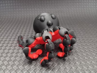 Oktopus schwarz & rot 3D gedruckt Spielzeug Miniatur für alle Altersgruppen