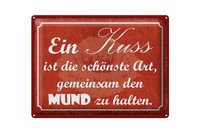 Blechschild Spruch 30X40 Cm Ein Kuss Ist Die SchöNste Art Gemeinsam Deko Schild