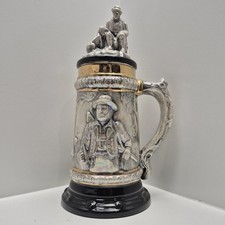 Vtg 1984 German Iridescent Gold Monochrome Personalized Beer Stein + Lid Gift 3D