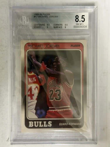 1988-89 Fleer - Michael Jordan #17 Beckett 8.5