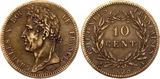 COIN French Colonies 10 Centimes 1828 A KM# 11.1 Anchor C Bronze Charles X AUNC