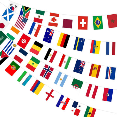 2 Packs World Flag String Flags for World Cup Decorations 2026, 48 Countries Bun
