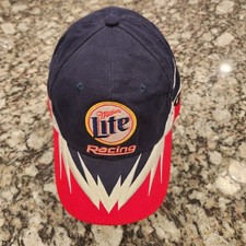 VINTAGE Nascar Hat Cap Snapback Miller Lite Rusty Wallace Racing Race Car Flames