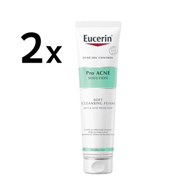 2x Eucerin Pro ACNE SOLUTION SOFT CLEANSING Anti Acne FOAM 150g