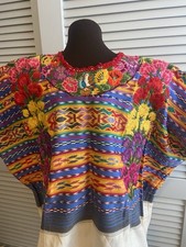 Vtg RARE Guatemala Huipil Quetzaltenango handwoven Blouse sz L/XL MAN HIKING WOW