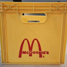 Very Rare Vintage McDonald's Milk Crate Plastic Yellow 1960s Original