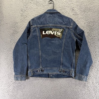 Levis Trucker Jacket Mens Small Blue Denim Dark Wash Big Logo Cotton