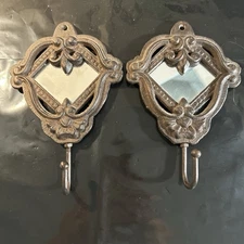 Two Cast Metal Wall Hook Wall Hangers Heavy Duty With Mirrors