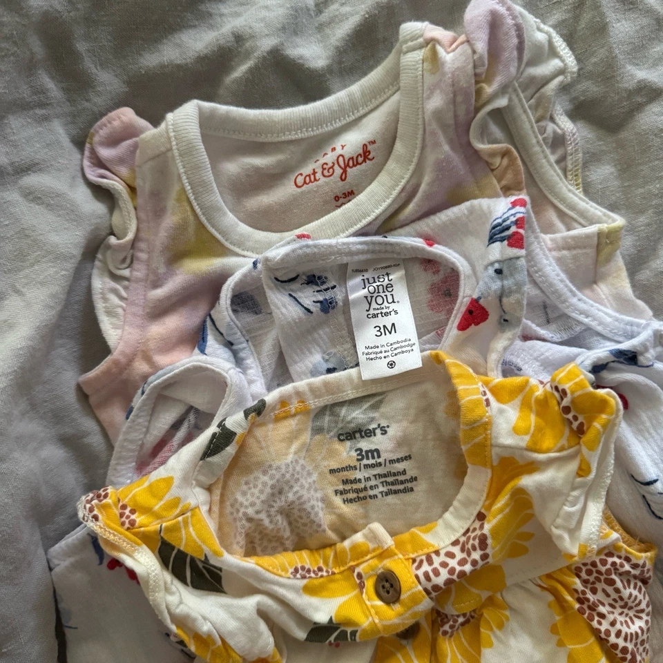Lote Paquete Ropa Bebé Niña 3M Carters Gato y Jack Vestidos Mameluco Floral Neutro Foto 3 de 4