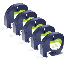 5xDYMO LetraTag Refill 91330 White Paper Lable Tape 12mm Compatible LT-100H 100T