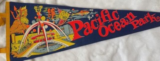 Pacific Ocean Park Santa Monica CA Flourescent Pennant Flag 26" VINTAGE