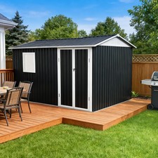 9*6 FT Metal Garden Shed Tools House Storage Shed with One Window for Backyard