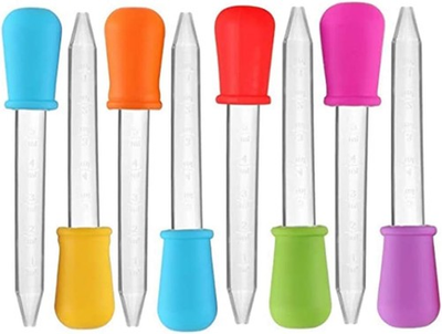 #ad 5pc Random Medicine Silicone and Plastic Pipettes Eye Dropper with Bulb Tip 5ml $3.99