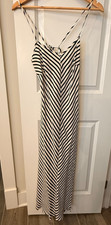 NWT Ann Taylor LOFT Navy Cream Stripe Silky Sweetheart V-neck Midi Slip Dress 4