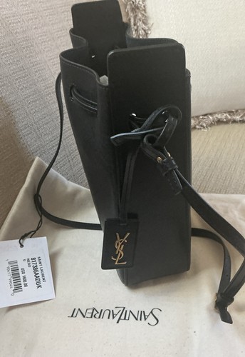 NEW YSL Saint Laurent Black Leather Bucket  Woman Shoulder Bag Authentic