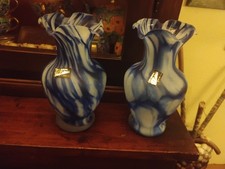 Coppia Di Vasi Di Murano Vintage Linea Mary Ottimi H19cm