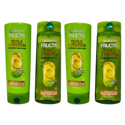 LOT 4 Garnier Fructis Triple Nutrition Shampoo & Conditioner Set - 12.5/12 fl oz