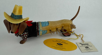 Westland Hot Diggity GET A LONG LITTLE DOGGIE Figurine Dachshund Cowboy 16505