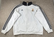 Y2K Real Madrid FC Adidas Warmup Zipup Jacket White And Black   Men  s Large