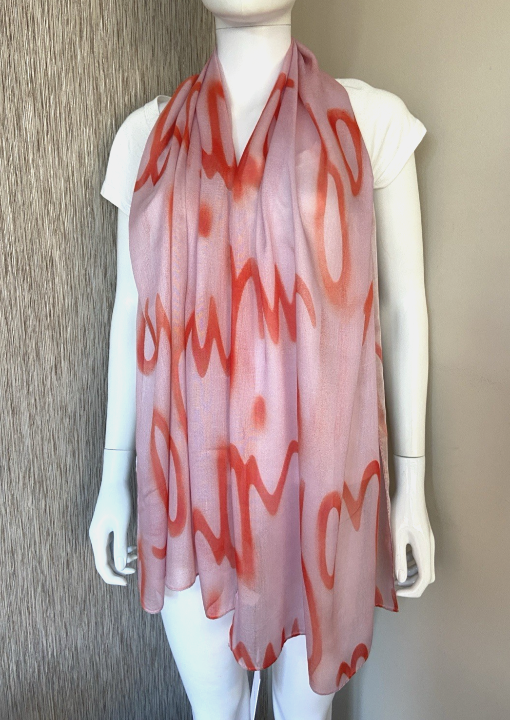 PAUL SMITH PINK SPRAY LOGO PRINT SCARF MADE IN ITALY BNWT