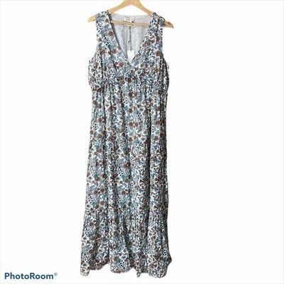 Rachel Zoe: Floral BOHO Ruffled Sleeveless Slip Tiered Maxi Dress Medium (NWT)